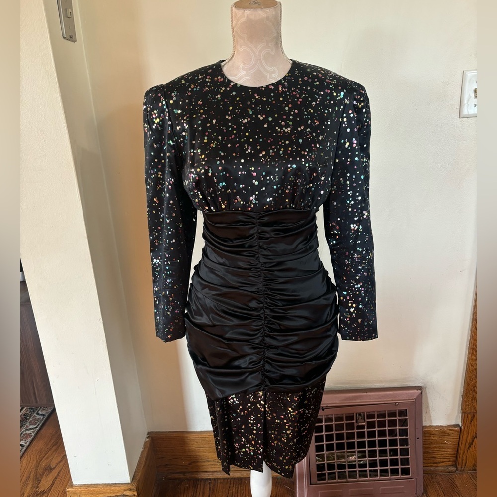 Rare Vintage Jan Van Velden London 100 Silk Party Dress Made In England Small